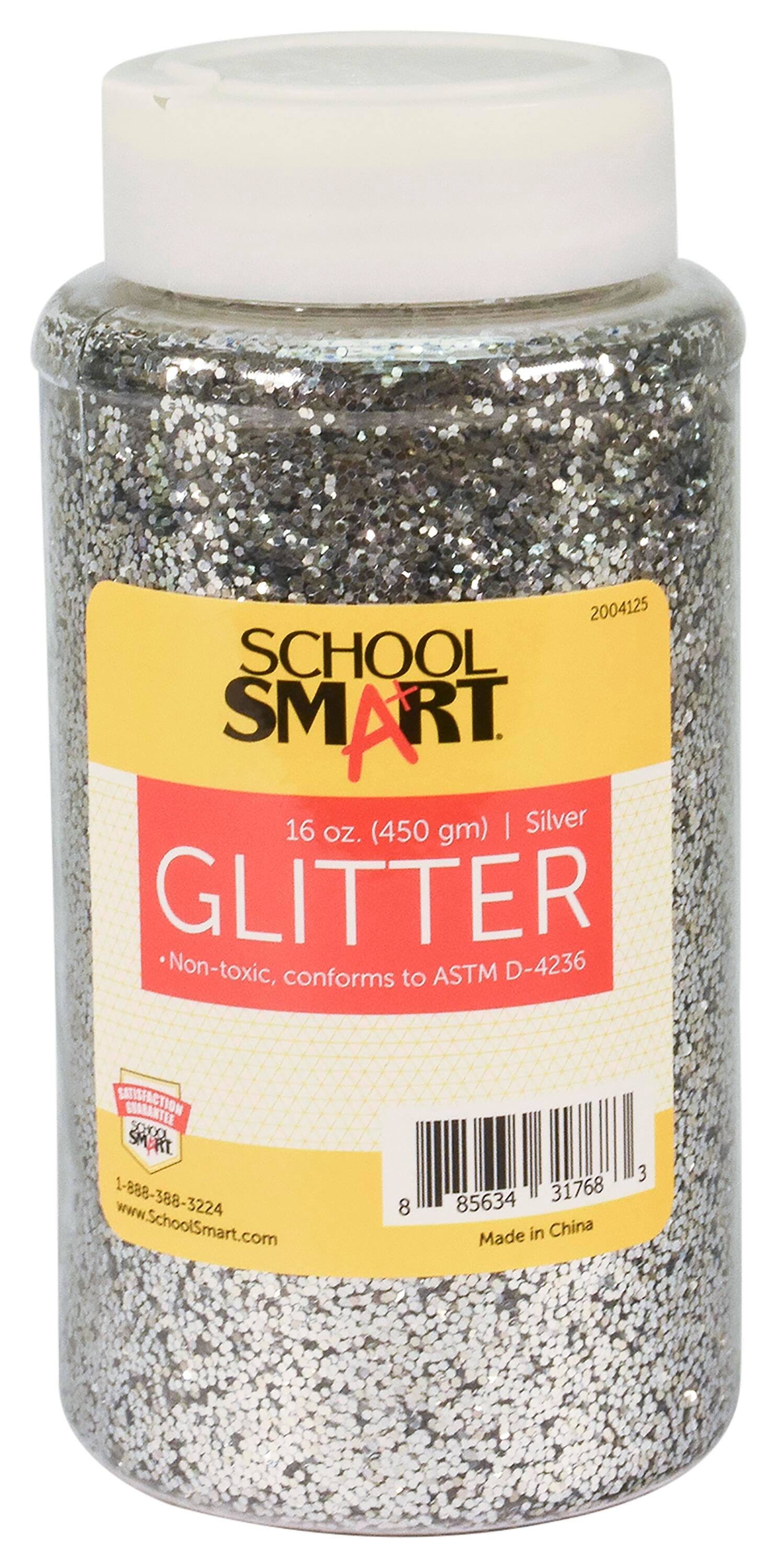 School Smart Craft Glitter, 1 Pound Jar, Silver 2004125